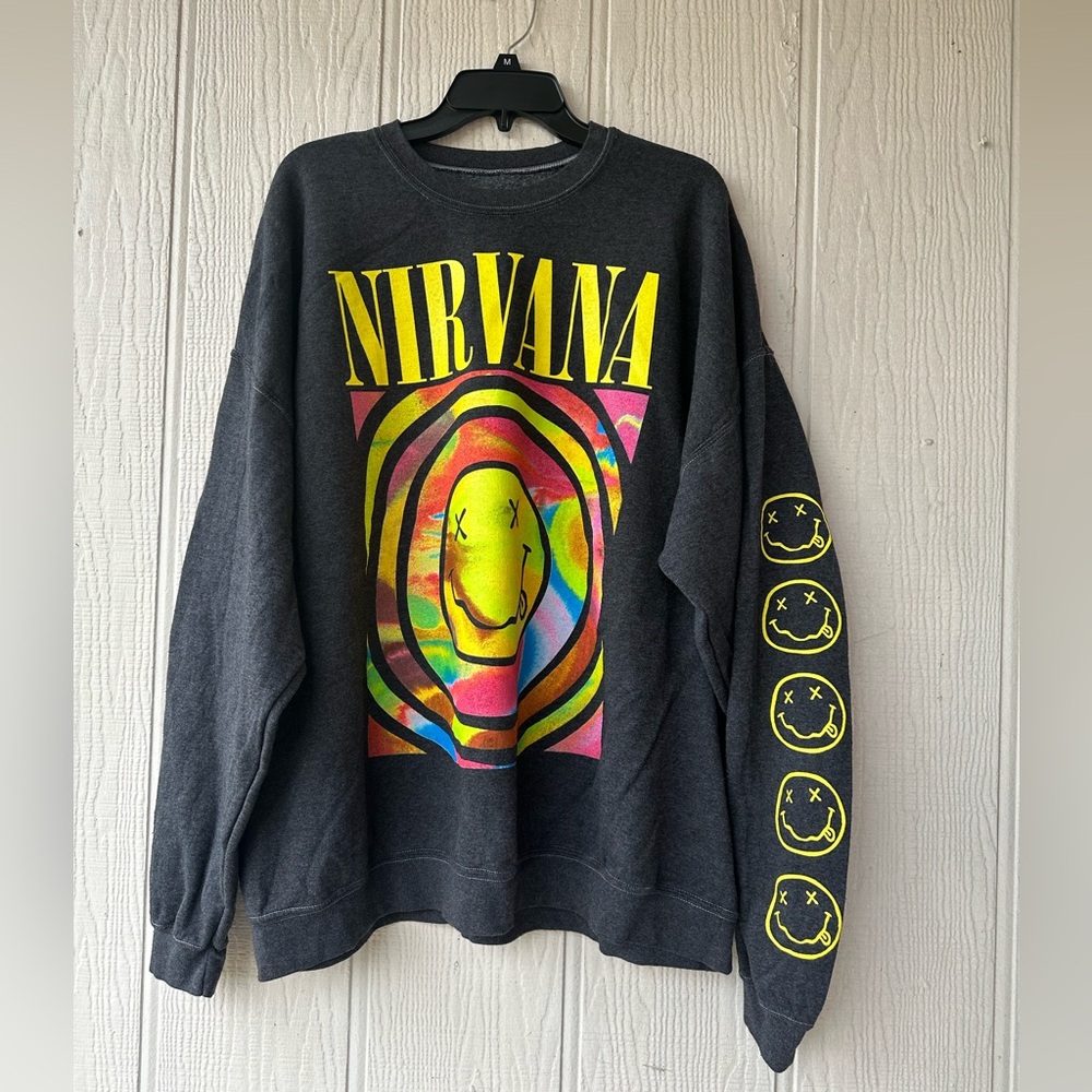 NWOT NIRVANA Charcoal Graphic Sweatshirt - Picture 3 of 8